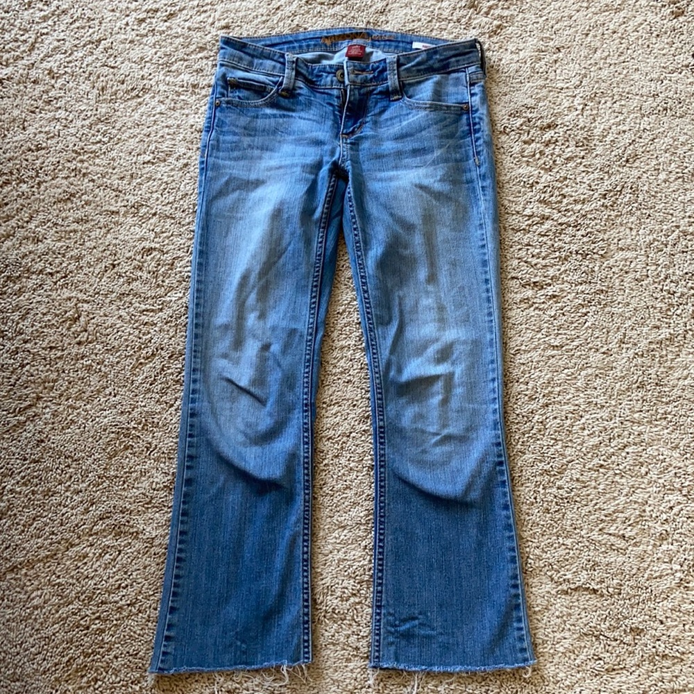 Medium wash cropped bootcut jeans